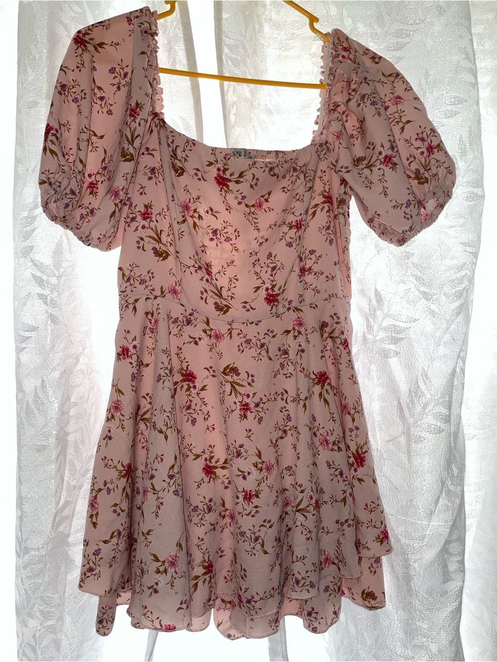 Inspired Hearts Pink Floral Puff-Sleeve romper